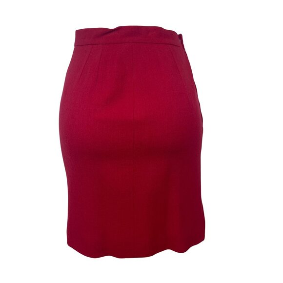 Valentino Vintage 2000's Womens Red Wool Skirt & Blazer Set Siz 8 - Picture 10 of 16